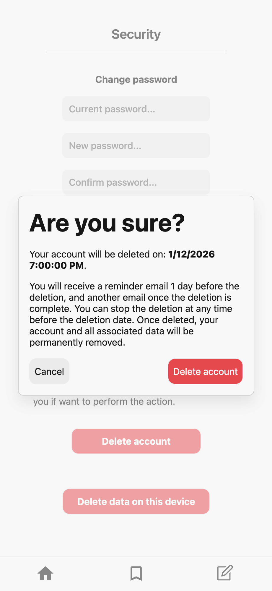 Delete Account Section
