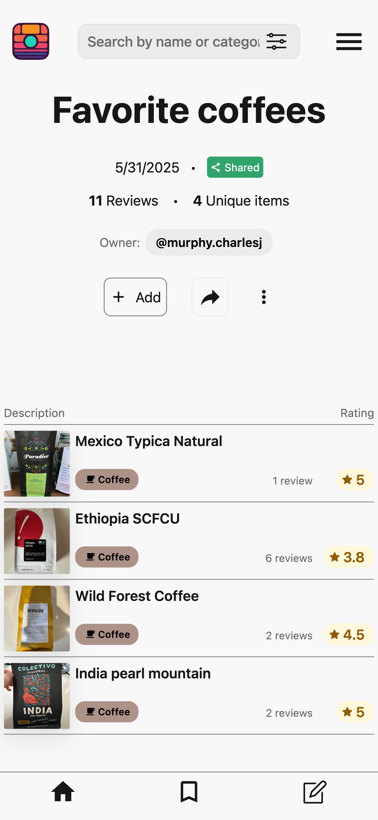 Organize and share lists